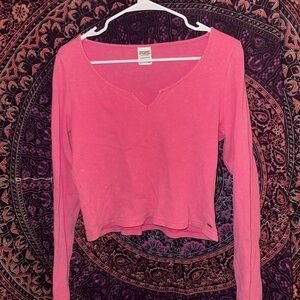 PINK Victoria's Secret Fitted Pink Crop Blouse